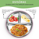 Prato Bebê Infantil Criança 3 Divisórias Inox Silicone Ventosas Alimentação Livre de BPA