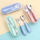 Talheres Infantil Aço Inox 304 Colher Garfo Kit Com Estojo Bebe 3 peças AnJin