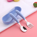 Talheres Infantil Aço Inox 304 Colher Garfo Kit Com Estojo Bebe 3 peças AnJin