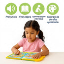 Livro Interativo Sonoro Bilíngue Infantil Português Inglês + Lousa Mágica Reutilizável + 2 Canetas Marcadoras 3+ Anos