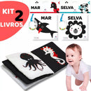 Livro De Pano Com Chocalho Baby Montessori Alto Contraste Fofos Estimula Visão e Coordenação