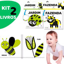 Livro De Pano Com Chocalho Baby Montessori Alto Contraste Fofos Estimula Visão e Coordenação