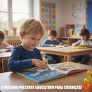 Livro Interativo Sonoro Bilíngue Infantil Português Inglês + Lousa Mágica Reutilizável + 2 Canetas Marcadoras 3+ Anos