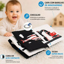 Livro De Pano Com Chocalho Baby Montessori Alto Contraste Fofos Estimula Visão e Coordenação