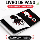 Livro De Pano Com Chocalho Baby Montessori Alto Contraste Fofos Estimula Visão e Coordenação