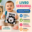Livro De Pano Com Chocalho Baby Montessori Alto Contraste Fofos Estimula Visão e Coordenação