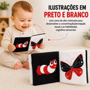 Livro De Pano Com Chocalho Baby Montessori Alto Contraste Fofos Estimula Visão e Coordenação