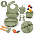 Kit 8 Peças de Talheres de Silicone para Bebês e Crianças sem BPA