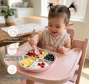 Prato Bebê Infantil Criança 3 Divisórias Inox Silicone Ventosas Alimentação Livre de BPA